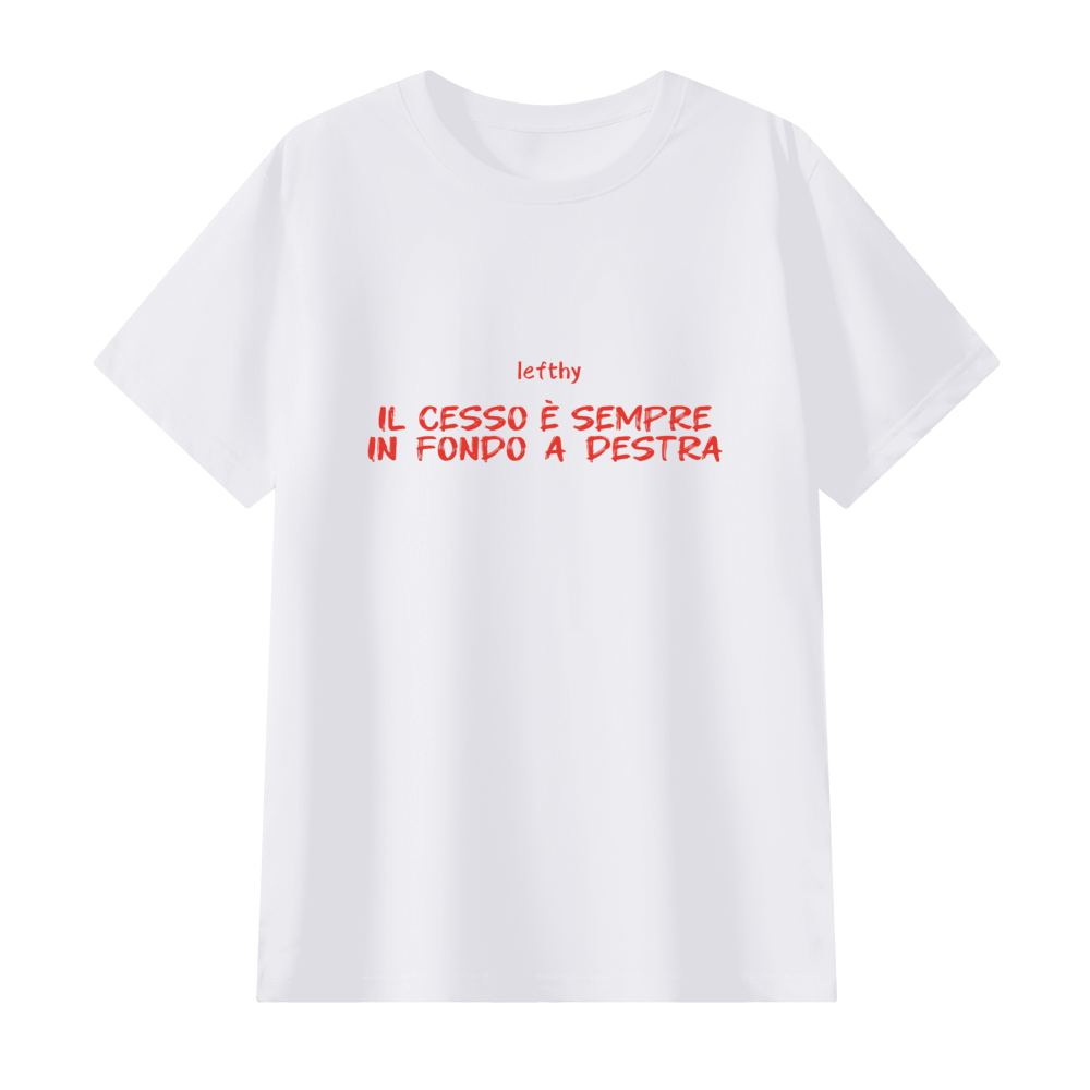 `il cesso è sempre in fondo a destra` minimal unisex tee